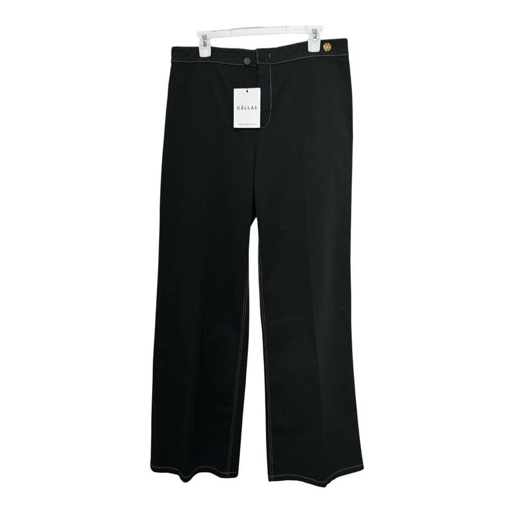CALLAS MILANO Jane Cotton Stretch Flare Trousers - Black Size 48 USA 12 wide-leg - Picture 4 of 11